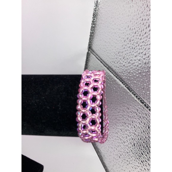 Pink Sparkly Beaded Stretch 3.25 Inch Around Bracelet! - Picture 3 of 3